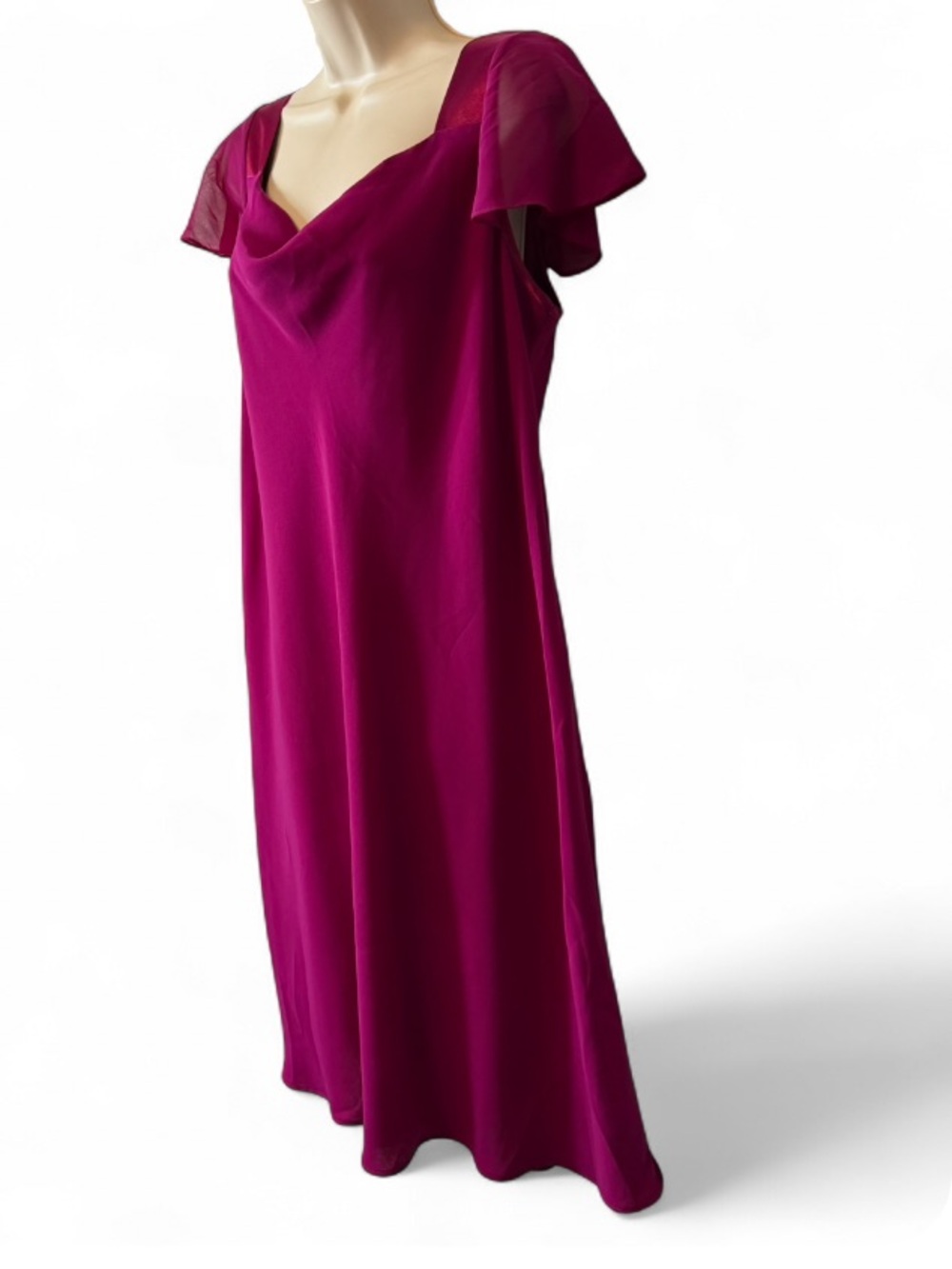 Vintage 2005 SL Fashions Fuschia Chiffon Midi Dress, Women's Size 18WP‎ - Picture 6 of 11